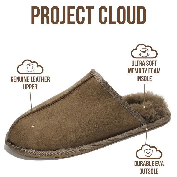 Project Cloud Men's | Genuine Sheepskin Upper House Slippers | Memory Foam | Lightweight | Non-Slip - Colin - Image 15