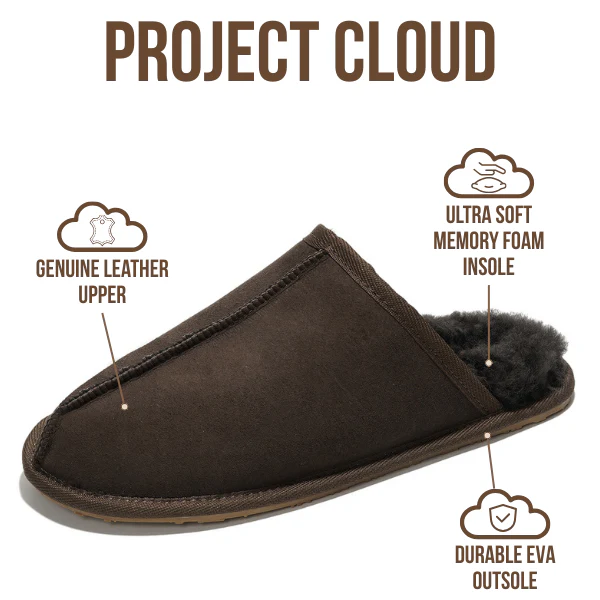 Project Cloud Men's | Genuine Sheepskin Upper House Slippers | Memory Foam | Lightweight | Non-Slip - Colin - Image 21