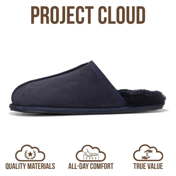 Project Cloud Men's | Genuine Sheepskin Upper House Slippers | Memory Foam | Lightweight | Non-Slip - Colin - Image 28