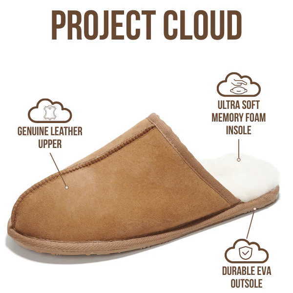 Project Cloud Men's | Genuine Sheepskin Upper House Slippers | Memory Foam | Lightweight | Non-Slip - Colin - Image 3