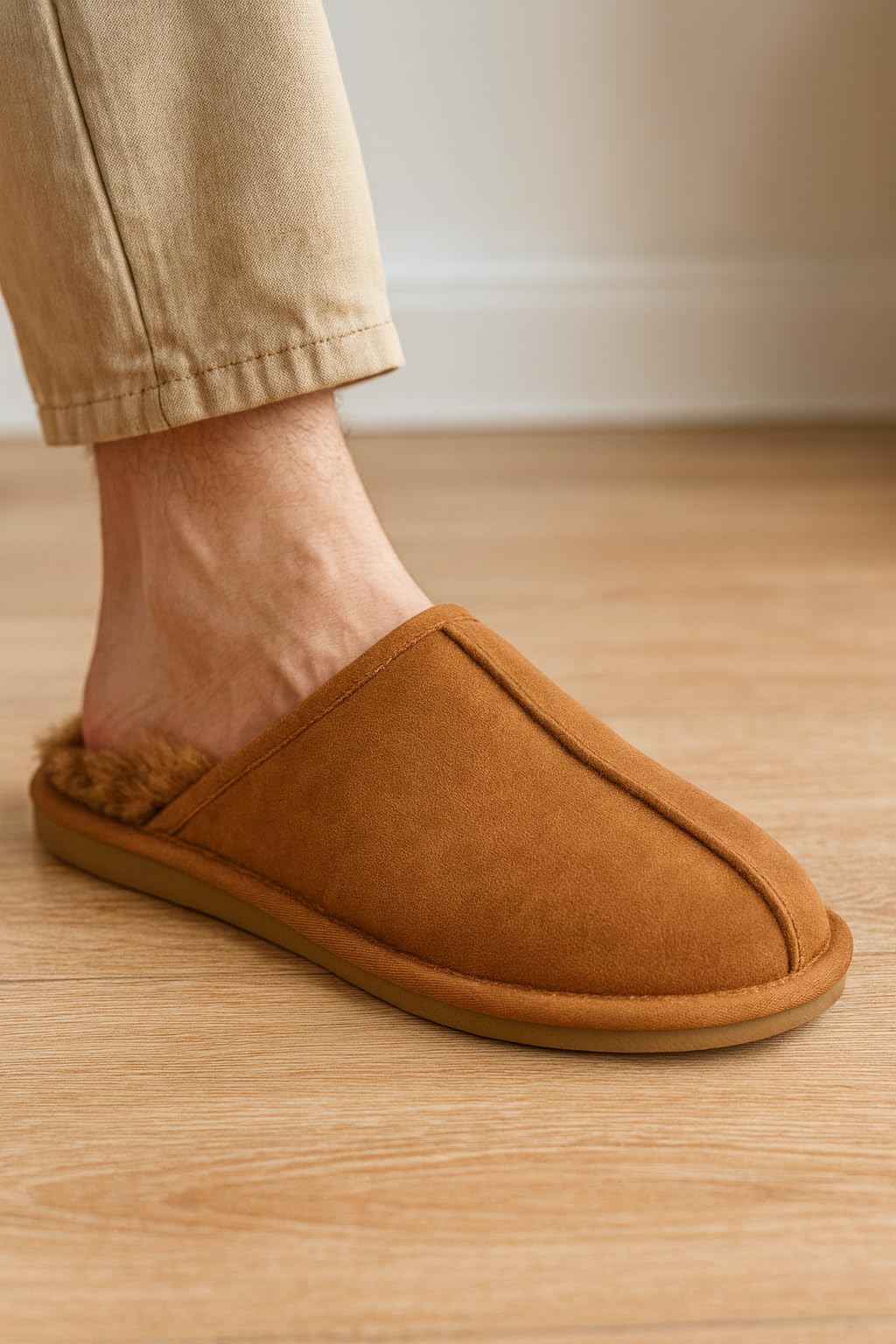 Project Cloud Men's | Genuine Sheepskin Upper House Slippers | Memory Foam | Lightweight | Non-Slip - Colin - Image 36