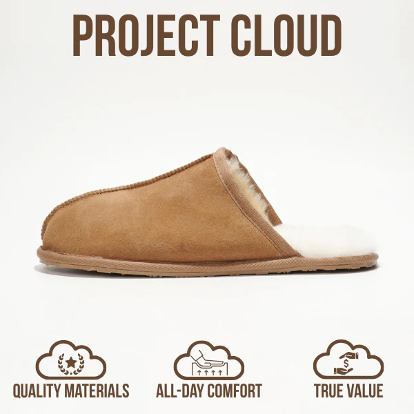 Project Cloud Men's | Genuine Sheepskin Upper House Slippers | Memory Foam | Lightweight | Non-Slip - Colin - Image 4