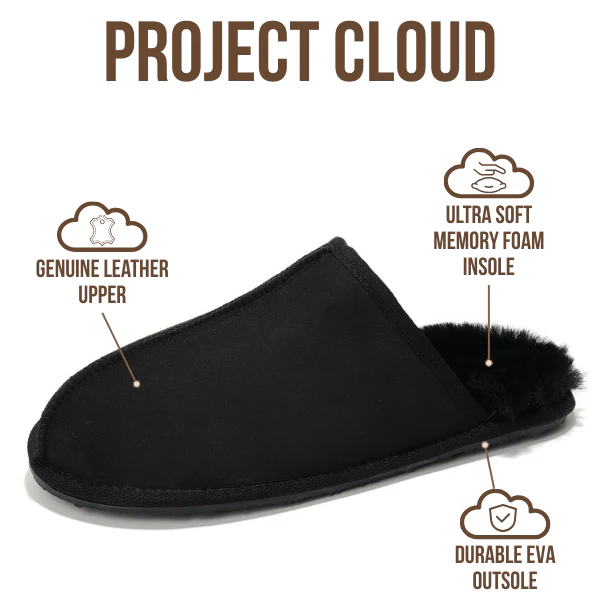Project Cloud Men's | Genuine Sheepskin Upper House Slippers | Memory Foam | Lightweight | Non-Slip - Colin - Image 9