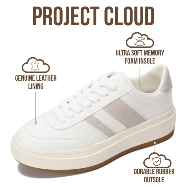 Project Cloud Women's | Lace-up Sneakers | Memory Foam Insole | Non-Slip - Nita - Image 82