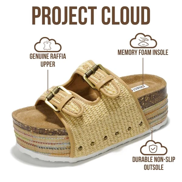Project Cloud Women's | Genuine Leather Wedge Sandals with Buckle | Lightweight | Non-Slip - Oliy - Image 15