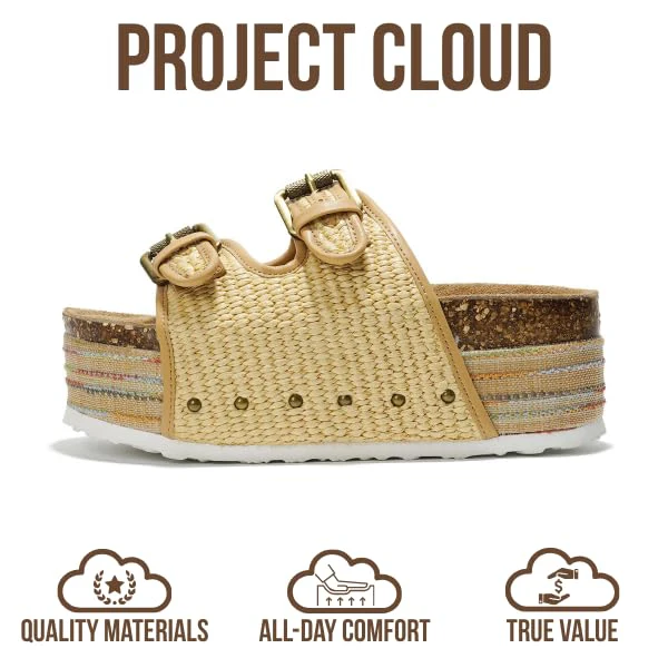 Project Cloud Women's | Genuine Leather Wedge Sandals with Buckle | Lightweight | Non-Slip - Oliy - Image 16