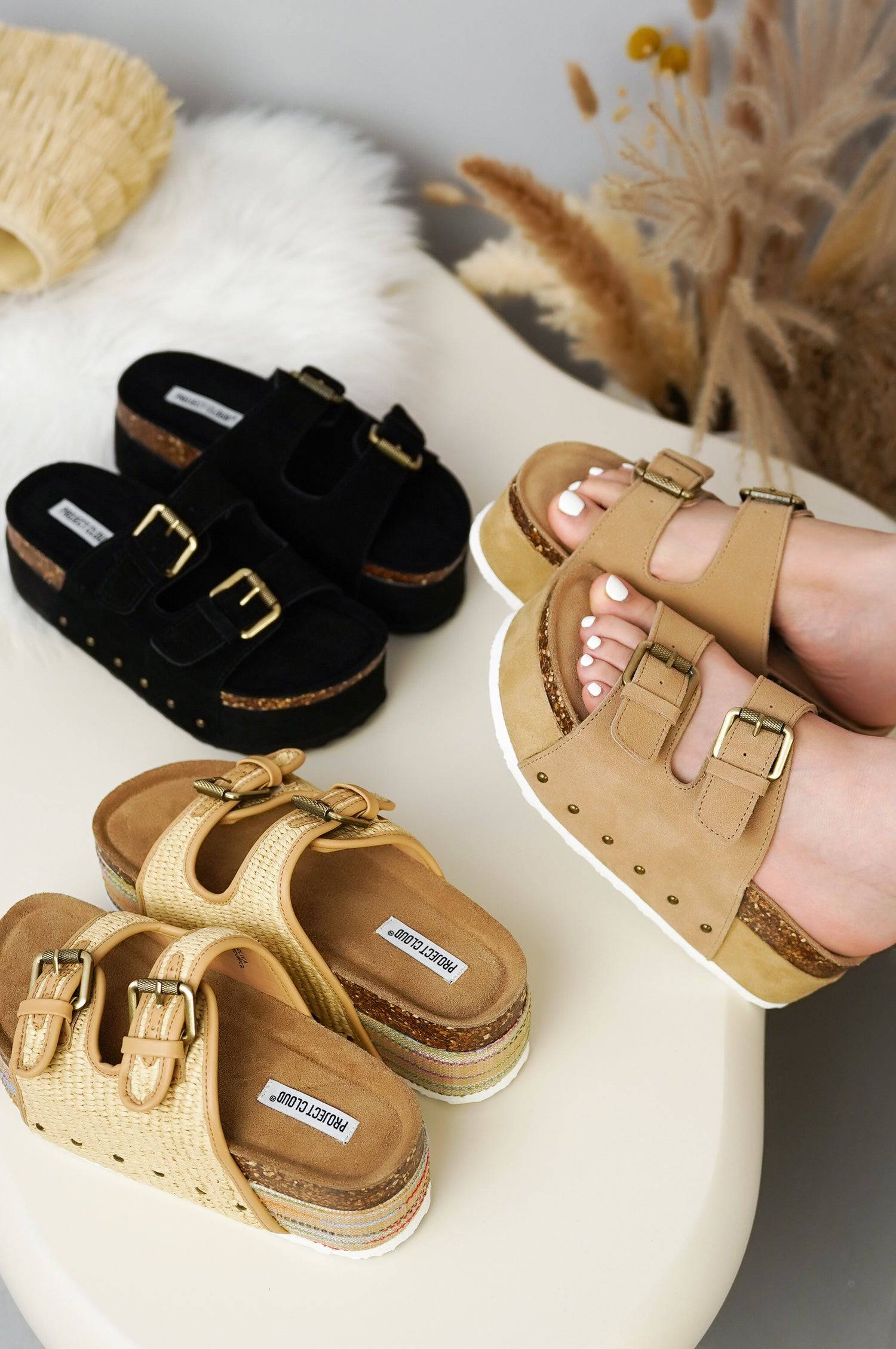 Project Cloud Women's | Genuine Leather Wedge Sandals with Buckle | Lightweight | Non-Slip - Oliy - Image 19