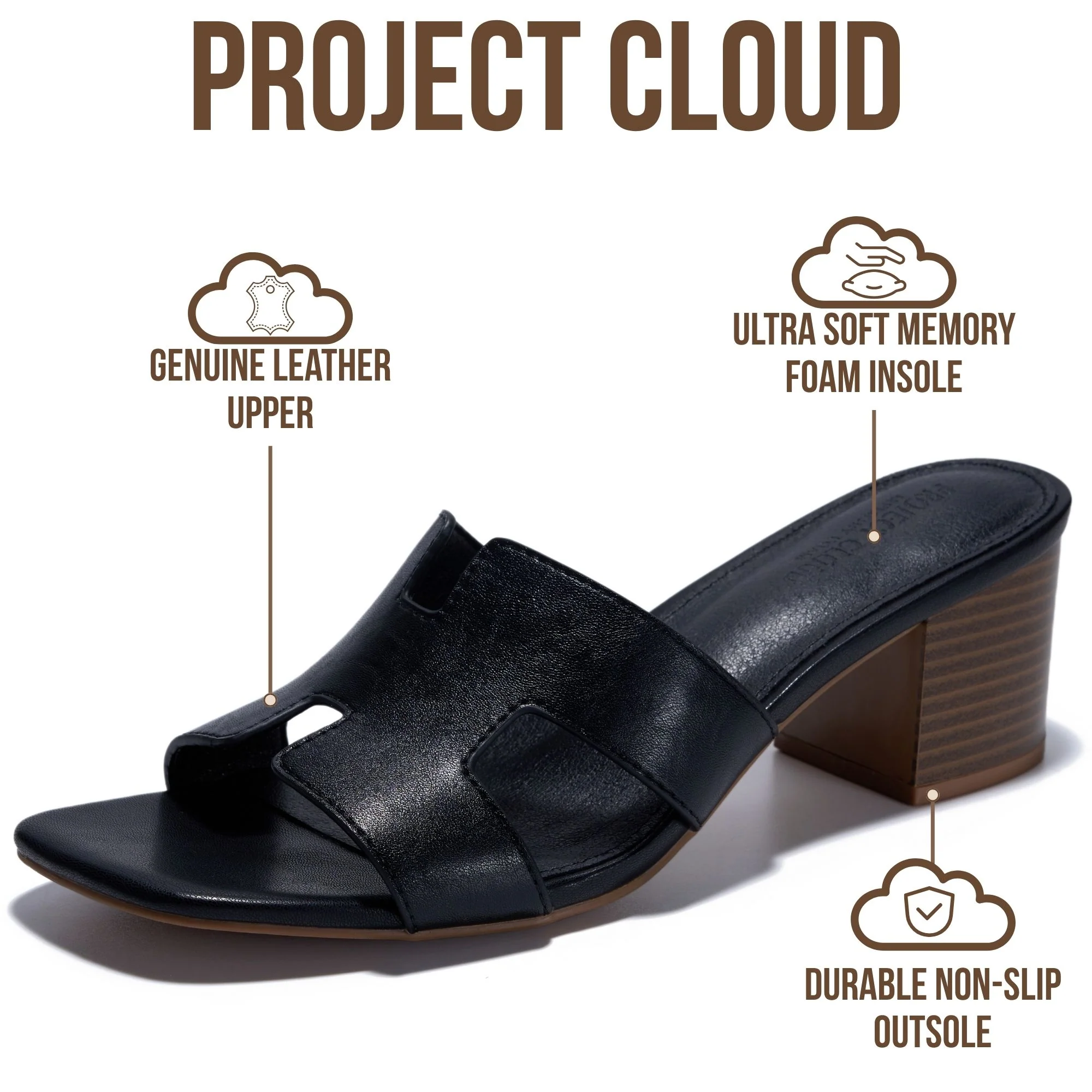 Project Cloud Women's | 100% Genuine Leather Heeled Sandals | Memory Foam | Lightweight | Non-Slip - Opal - Image 13