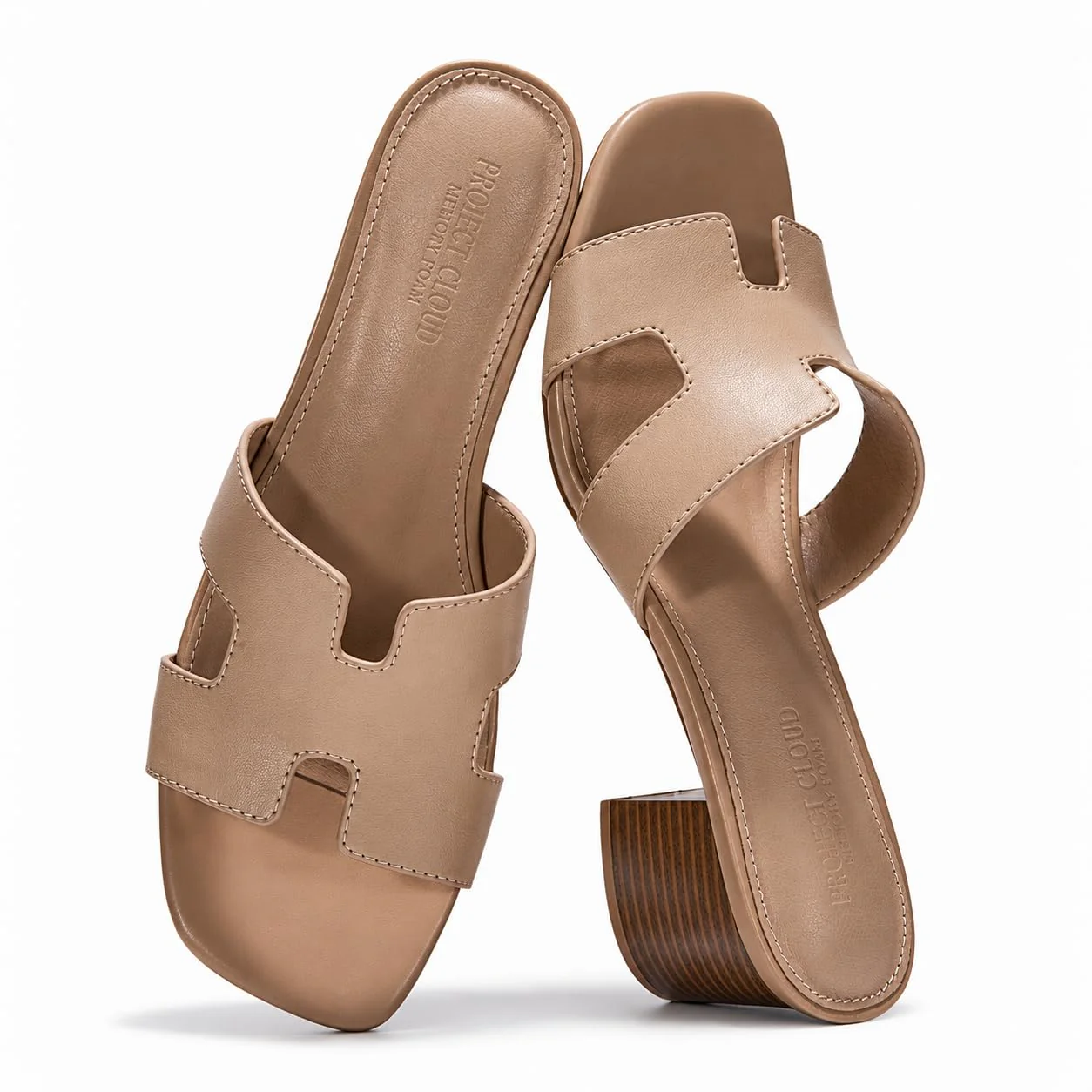 Project Cloud Women's | 100% Genuine Leather Heeled Sandals | Memory Foam | Lightweight | Non-Slip - Opal - Image 21