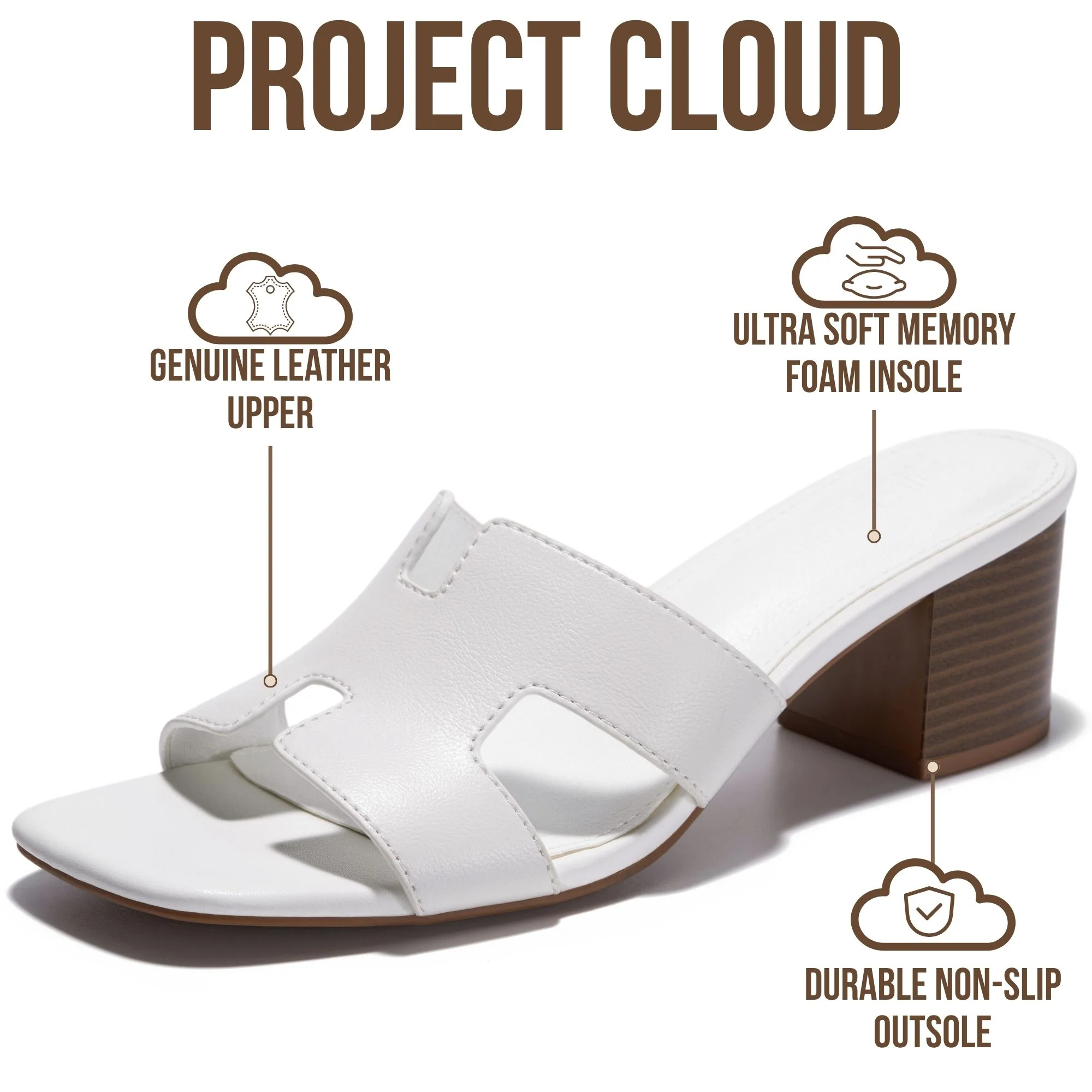 Project Cloud Women's | 100% Genuine Leather Heeled Sandals | Memory Foam | Lightweight | Non-Slip - Opal - Image 8