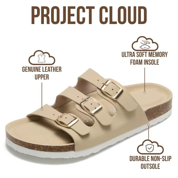 Project Cloud Women's | Genuine Leather Sandals | ProjectPlush | Memory Foam | Non-Slip - Capri - Image 13