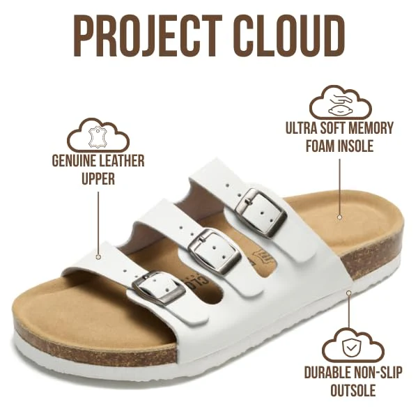 Project Cloud Women's | Genuine Leather Sandals | ProjectPlush | Memory Foam | Non-Slip - Capri - Image 3