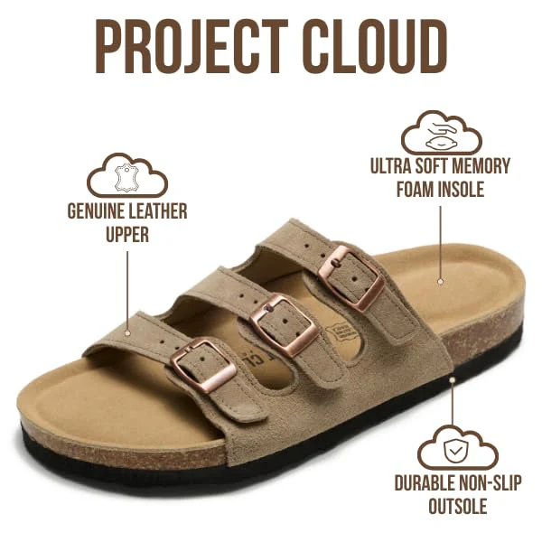 Project Cloud Women's | Genuine Leather Sandals | ProjectPlush | Memory Foam | Non-Slip - Capri - Image 42