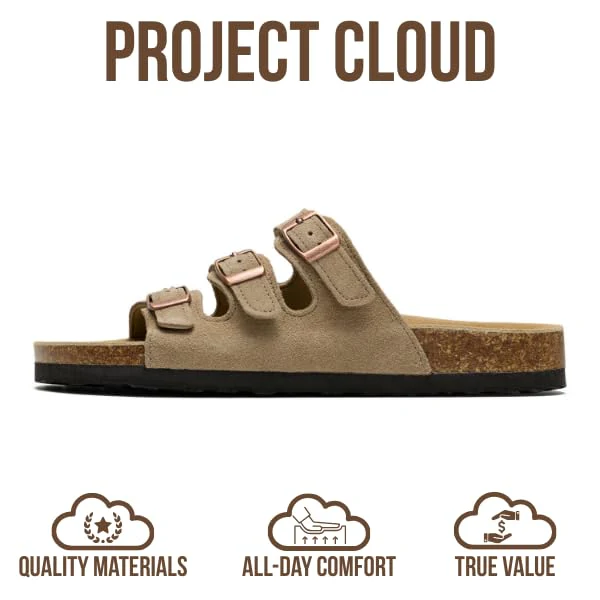 Project Cloud Women's | Genuine Leather Sandals | ProjectPlush | Memory Foam | Non-Slip - Capri - Image 43
