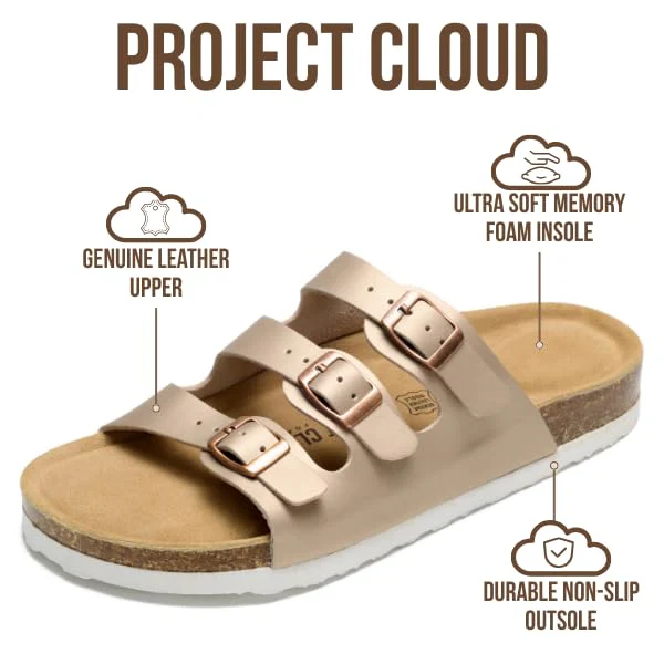 Project Cloud Women's | Genuine Leather Sandals | ProjectPlush | Memory Foam | Non-Slip - Capri - Image 52