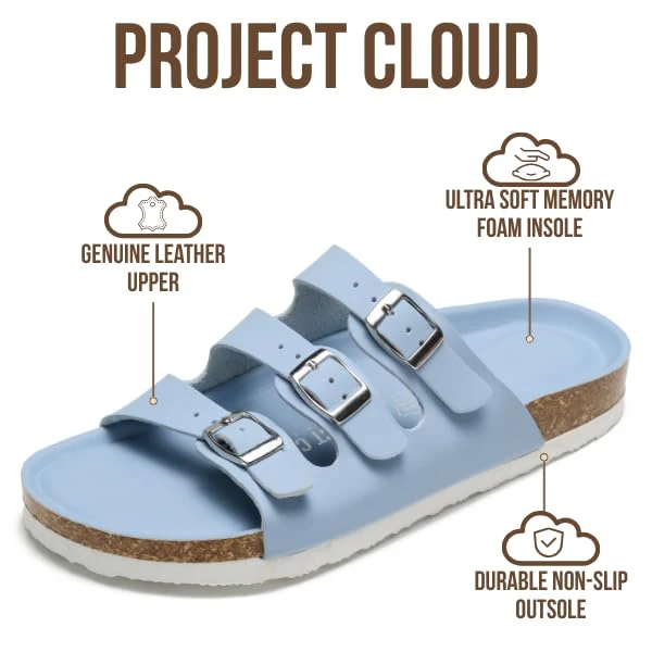 Project Cloud Women's | Genuine Leather Sandals | ProjectPlush | Memory Foam | Non-Slip - Capri - Image 57
