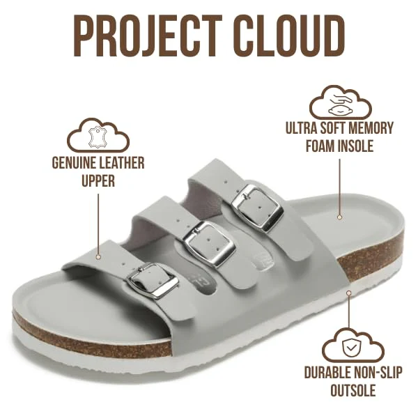 Project Cloud Women's | Genuine Leather Sandals | ProjectPlush | Memory Foam | Non-Slip - Capri - Image 62
