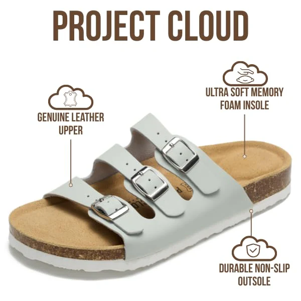 Project Cloud Women's | Genuine Leather Sandals | ProjectPlush | Memory Foam | Non-Slip - Capri - Image 67