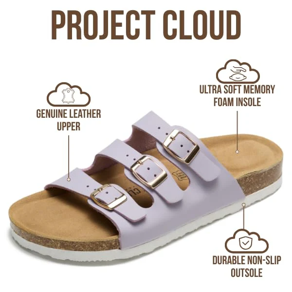 Project Cloud Women's | Genuine Leather Sandals | ProjectPlush | Memory Foam | Non-Slip - Capri - Image 72