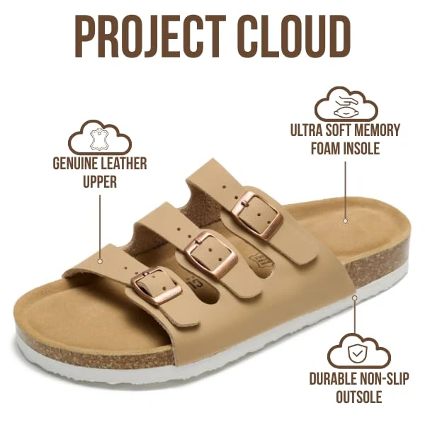 Project Cloud Women's | Genuine Leather Sandals | ProjectPlush | Memory Foam | Non-Slip - Capri - Image 8
