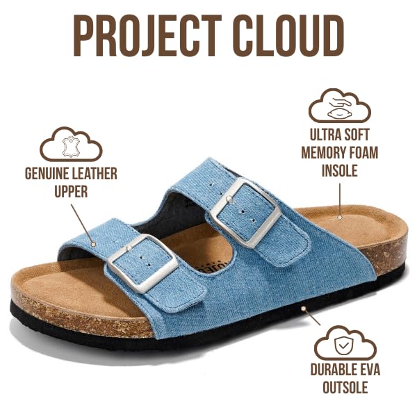 Project Cloud Women's | 100% Genuine Leather Womens Sandals | Memory Foam | Lightweight | Non-Slip - Venita - Image 69