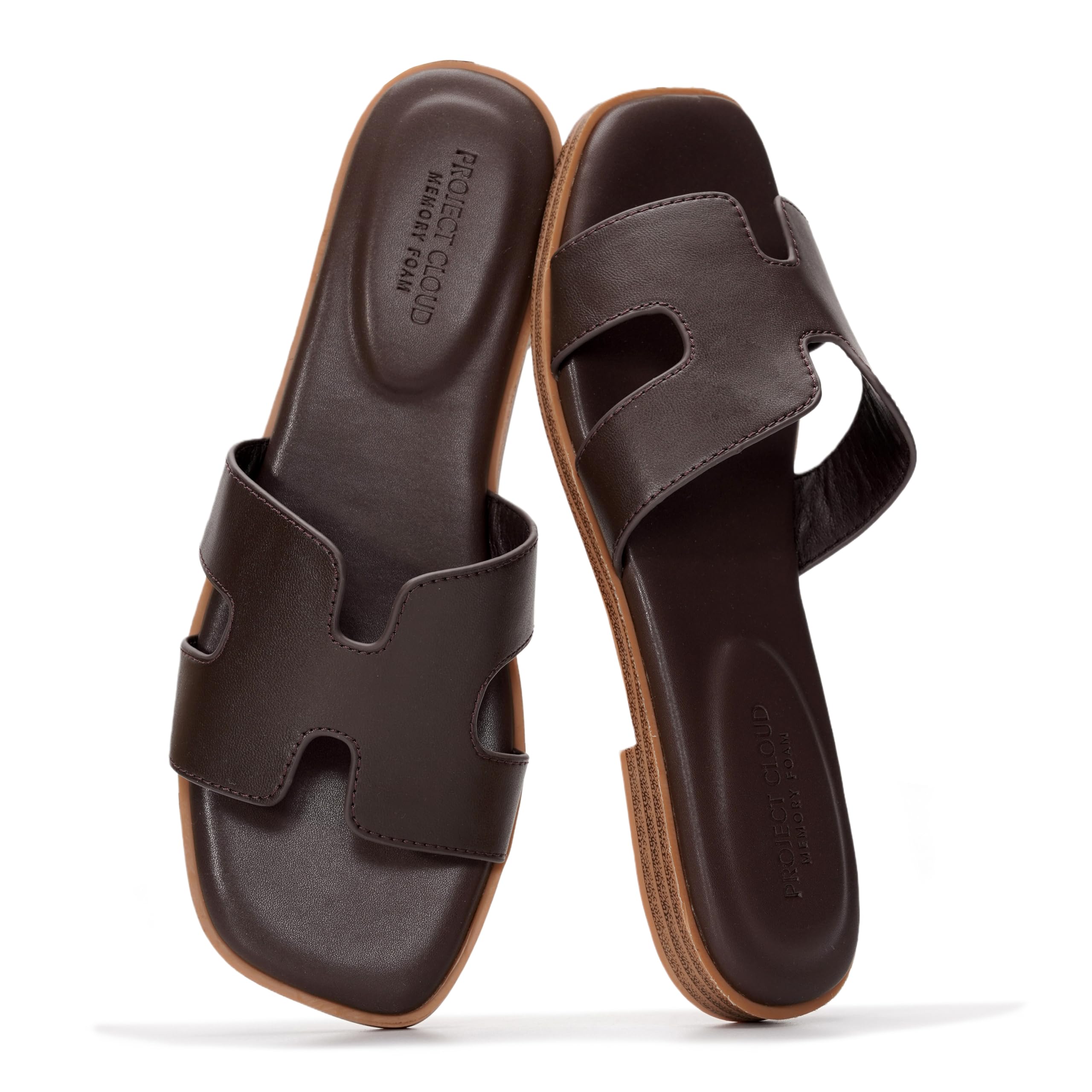 Project Cloud Women's | Genuine Leather Flat Summer Sandals | Memory Foam | Lightweight | Non-Slip - Jannel - Image 104