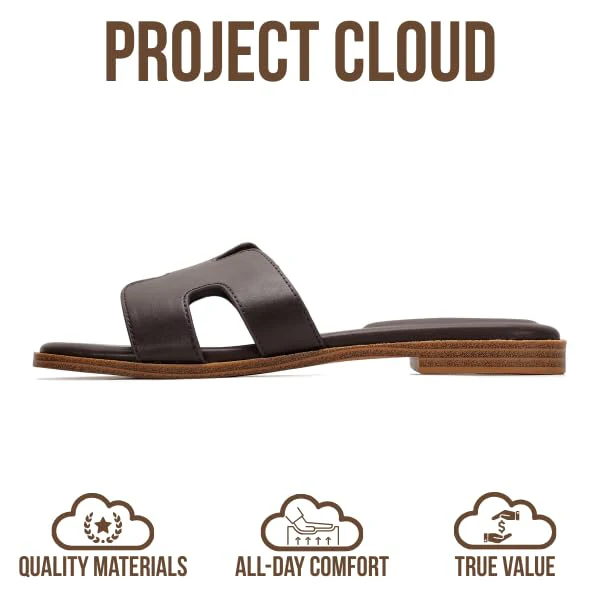 Project Cloud Women's | Genuine Leather Flat Summer Sandals | Memory Foam | Lightweight | Non-Slip - Jannel - Image 107