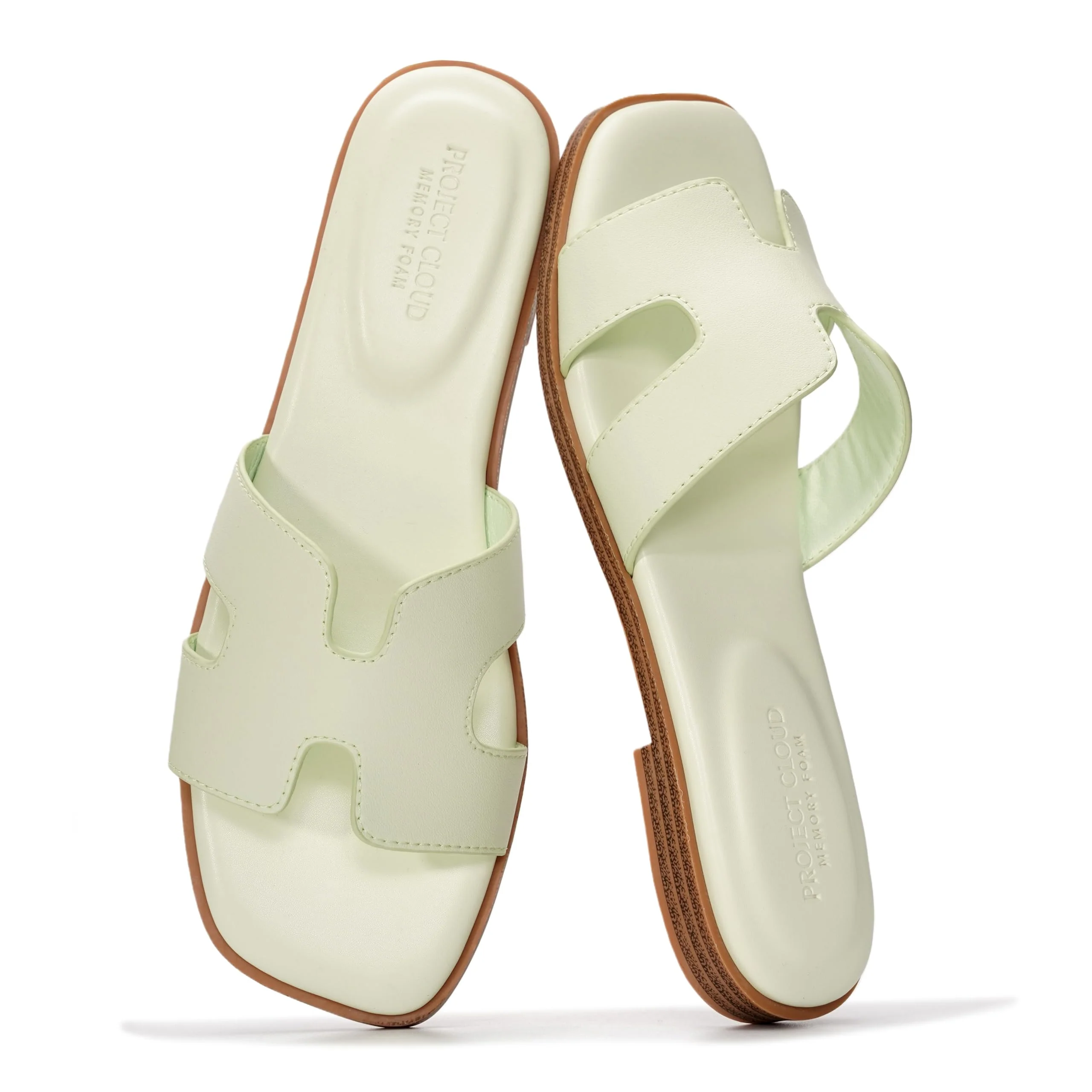 Project Cloud Women's | Genuine Leather Flat Summer Sandals | Memory Foam | Lightweight | Non-Slip - Jannel - Image 115
