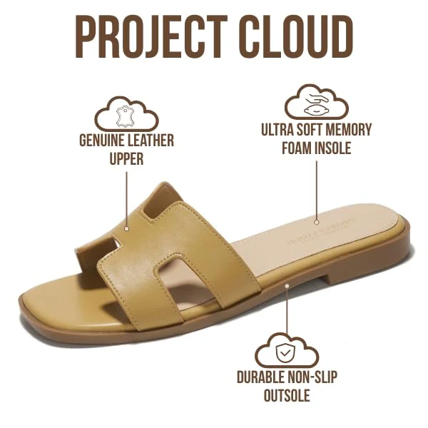 Project Cloud Women's | Genuine Leather Flat Summer Sandals | Memory Foam | Lightweight | Non-Slip - Jannel - Image 21