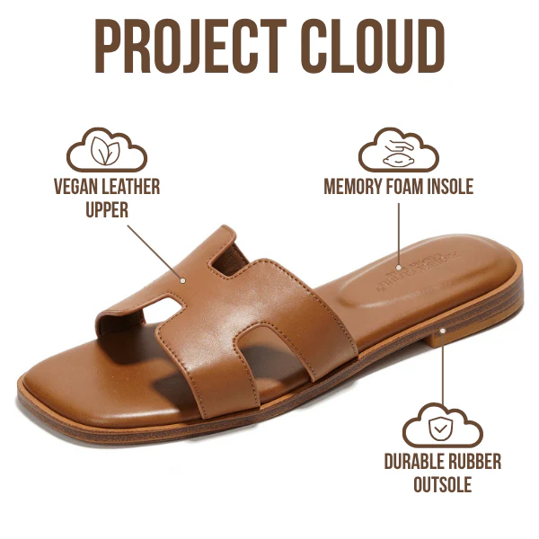 Project Cloud Women's | Genuine Leather Flat Summer Sandals | Memory Foam | Lightweight | Non-Slip - Jannel - Image 3