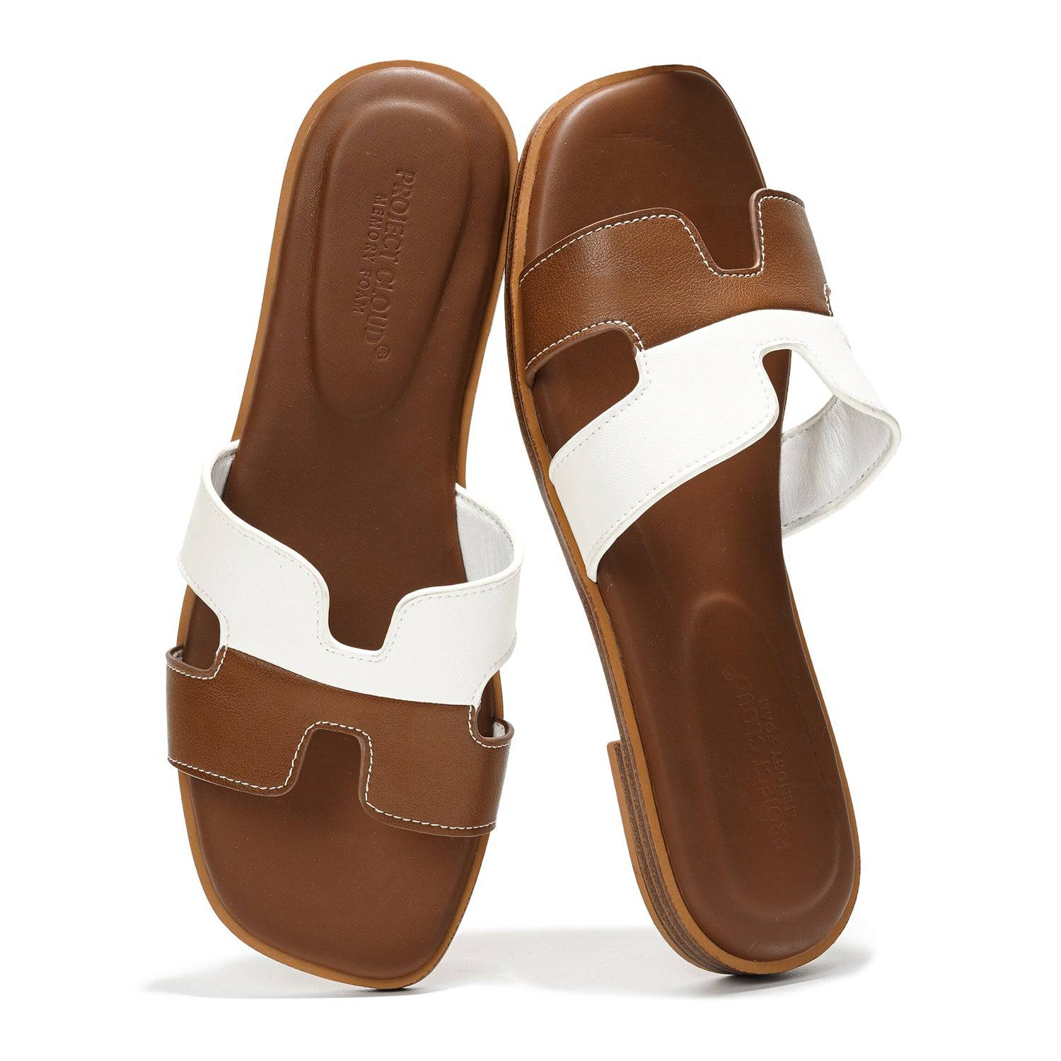Project Cloud Women's | Genuine Leather Flat Summer Sandals | Memory Foam | Lightweight | Non-Slip - Jannel - Image 31