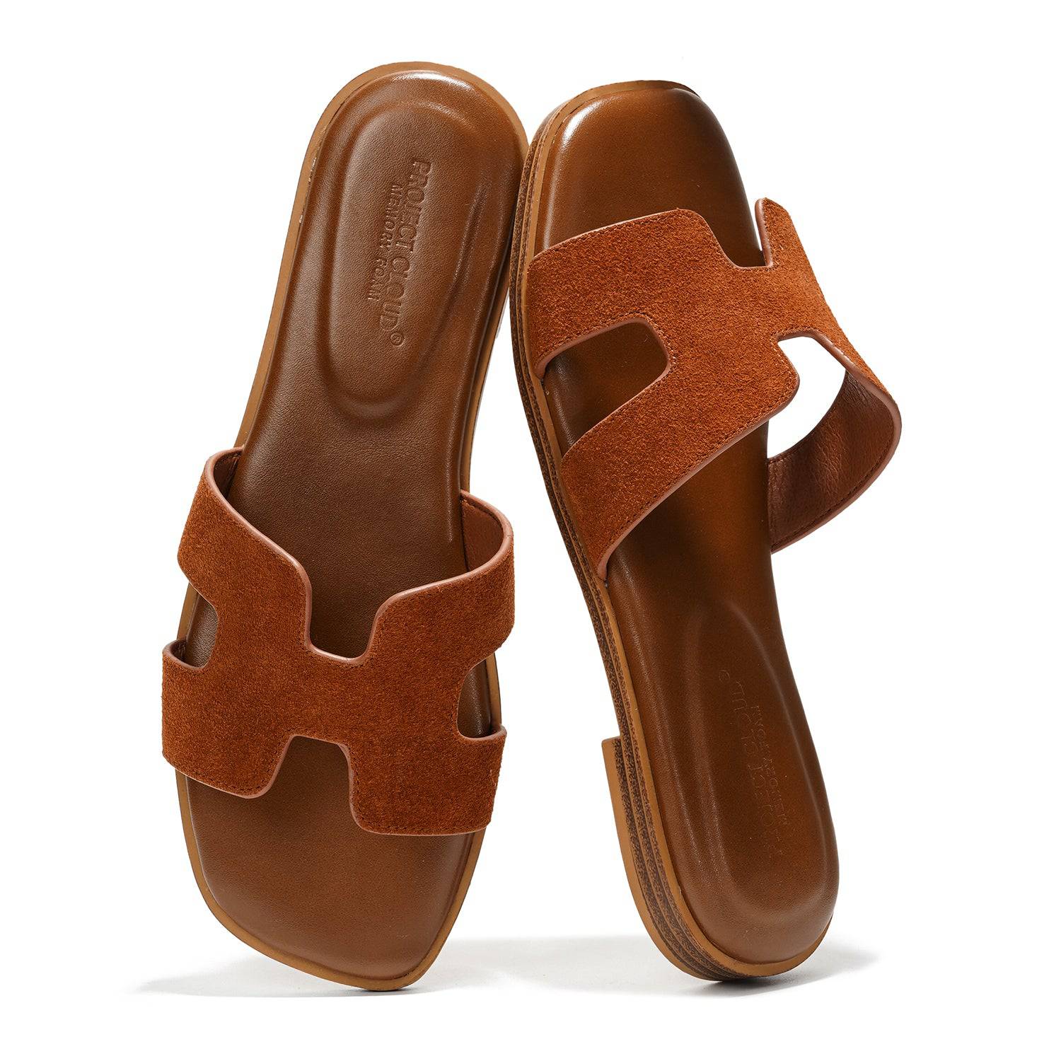 Project Cloud Women's | Genuine Leather Flat Summer Sandals | Memory Foam | Lightweight | Non-Slip - Jannel - Image 37