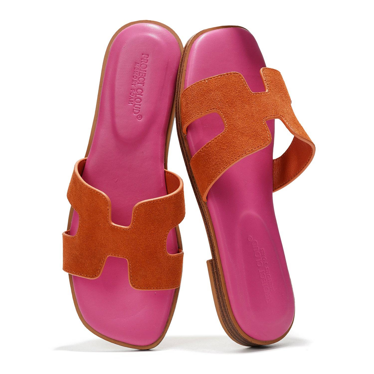 Project Cloud Women's | Genuine Leather Flat Summer Sandals | Memory Foam | Lightweight | Non-Slip - Jannel - Image 46