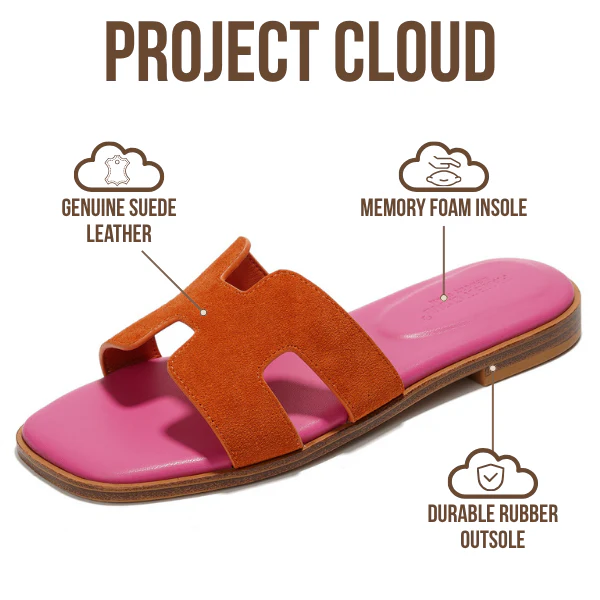 Project Cloud Women's | Genuine Leather Flat Summer Sandals | Memory Foam | Lightweight | Non-Slip - Jannel - Image 48