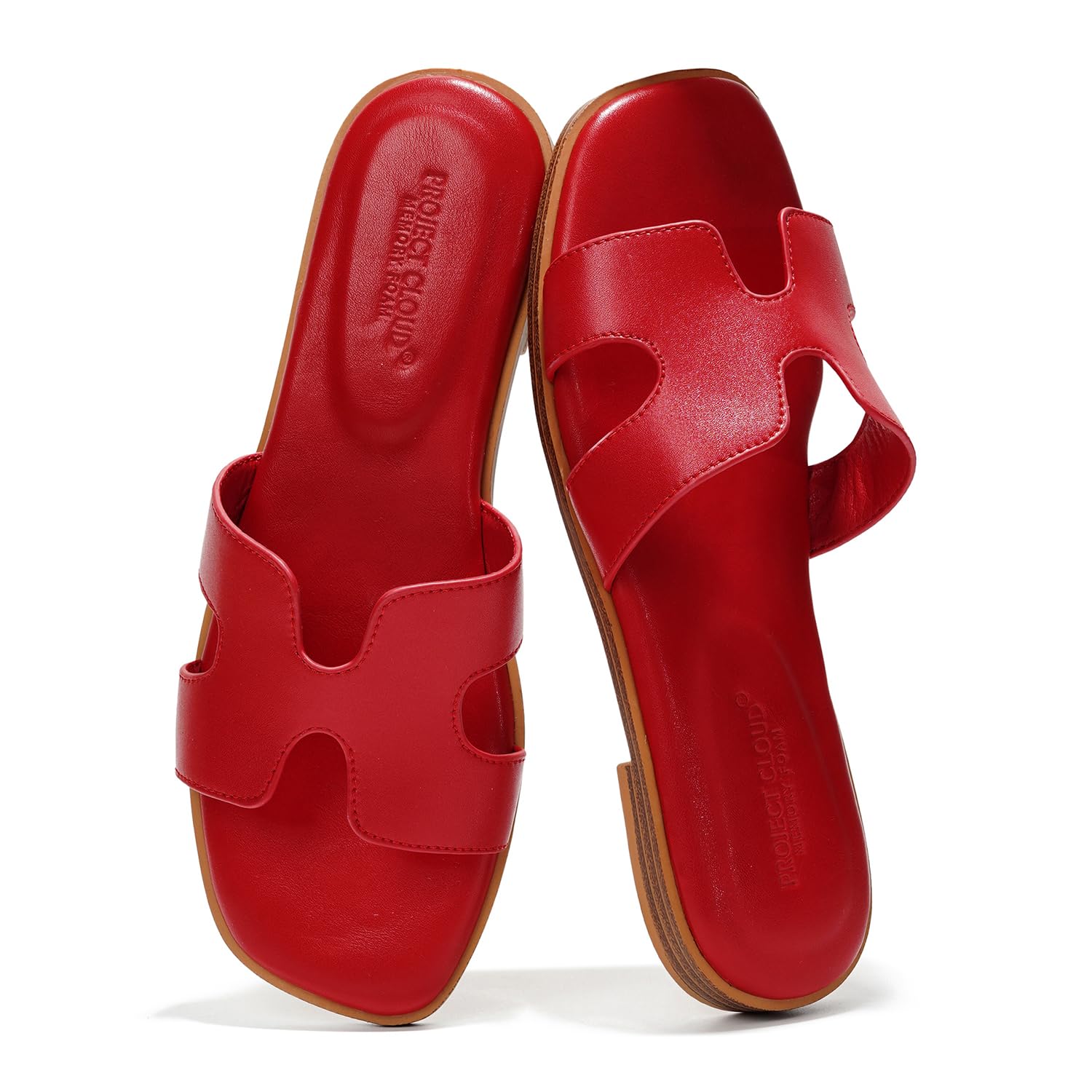 Project Cloud Women's | Genuine Leather Flat Summer Sandals | Memory Foam | Lightweight | Non-Slip - Jannel - Image 54