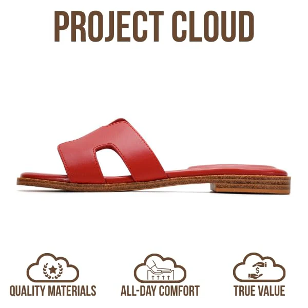 Project Cloud Women's | Genuine Leather Flat Summer Sandals | Memory Foam | Lightweight | Non-Slip - Jannel - Image 57