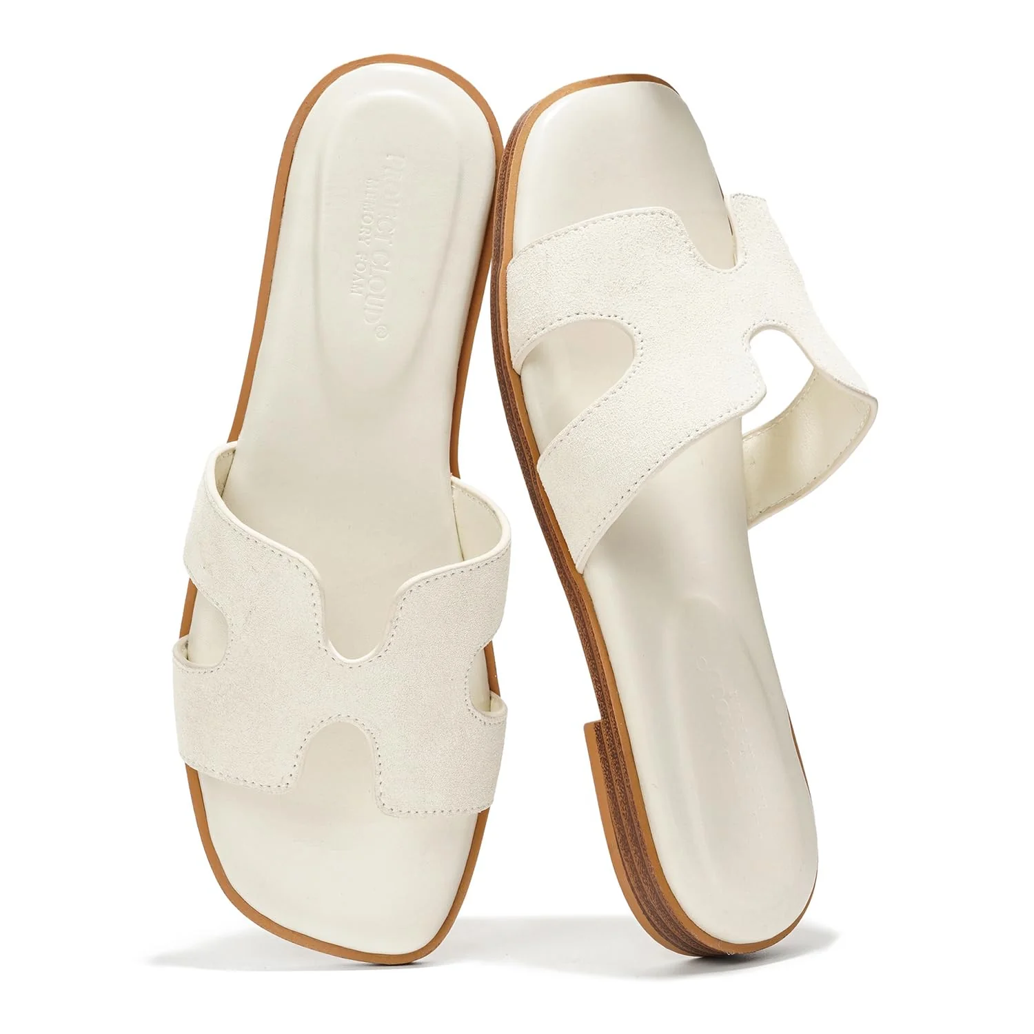 Project Cloud Women's | Genuine Leather Flat Summer Sandals | Memory Foam | Lightweight | Non-Slip - Jannel - Image 59