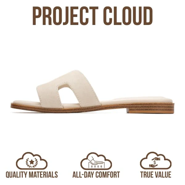 Project Cloud Women's | Genuine Leather Flat Summer Sandals | Memory Foam | Lightweight | Non-Slip - Jannel - Image 62
