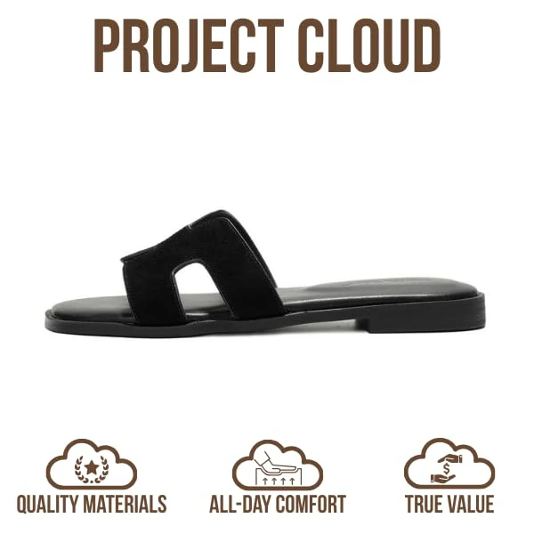 Project Cloud Women's | Genuine Leather Flat Summer Sandals | Memory Foam | Lightweight | Non-Slip - Jannel - Image 67