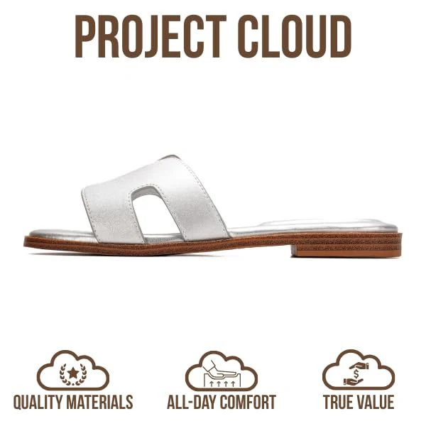 Project Cloud Women's | Genuine Leather Flat Summer Sandals | Memory Foam | Lightweight | Non-Slip - Jannel - Image 72