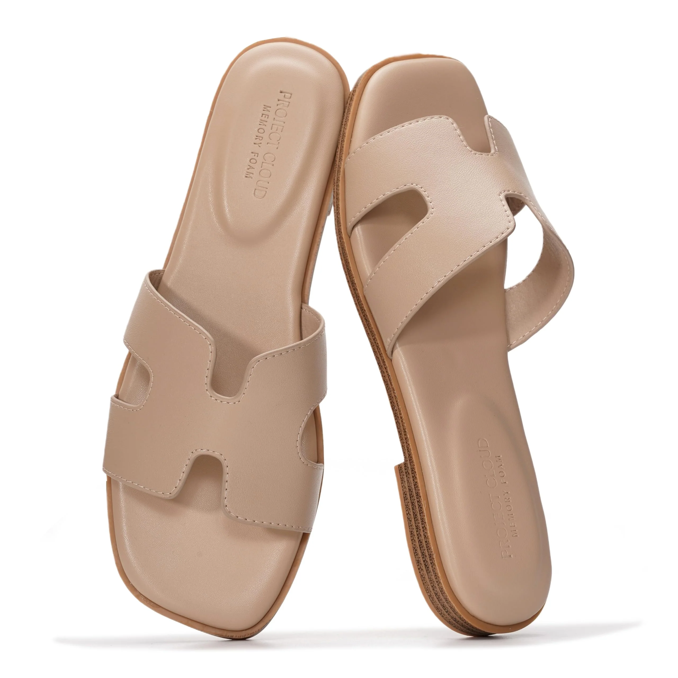 Project Cloud Women's | Genuine Leather Flat Summer Sandals | Memory Foam | Lightweight | Non-Slip - Jannel - Image 74
