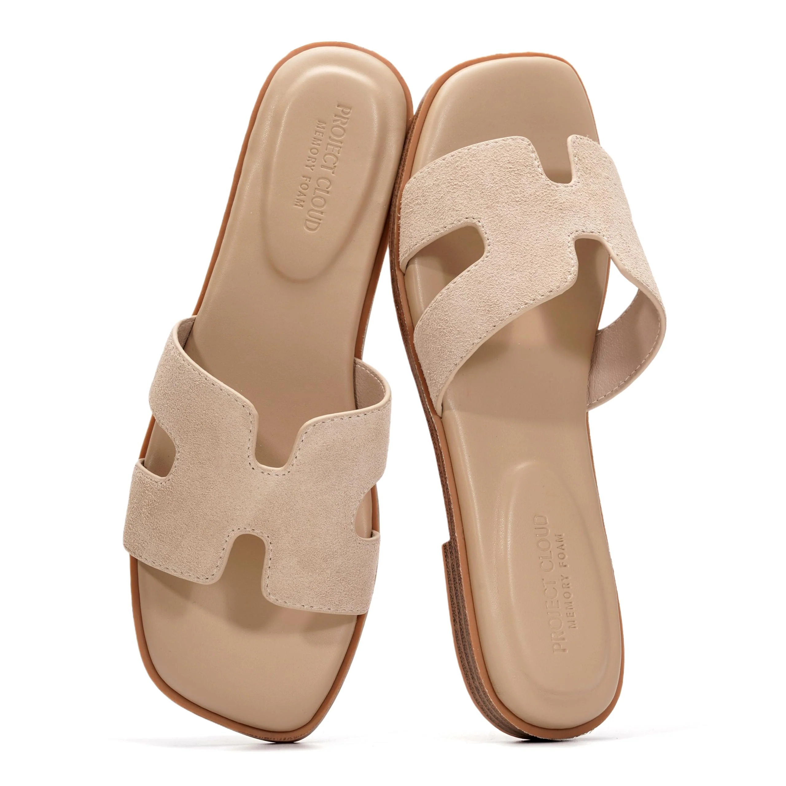 Project Cloud Women's | Genuine Leather Flat Summer Sandals | Memory Foam | Lightweight | Non-Slip - Jannel - Image 79