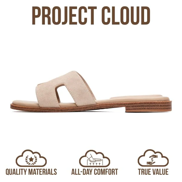 Project Cloud Women's | Genuine Leather Flat Summer Sandals | Memory Foam | Lightweight | Non-Slip - Jannel - Image 82