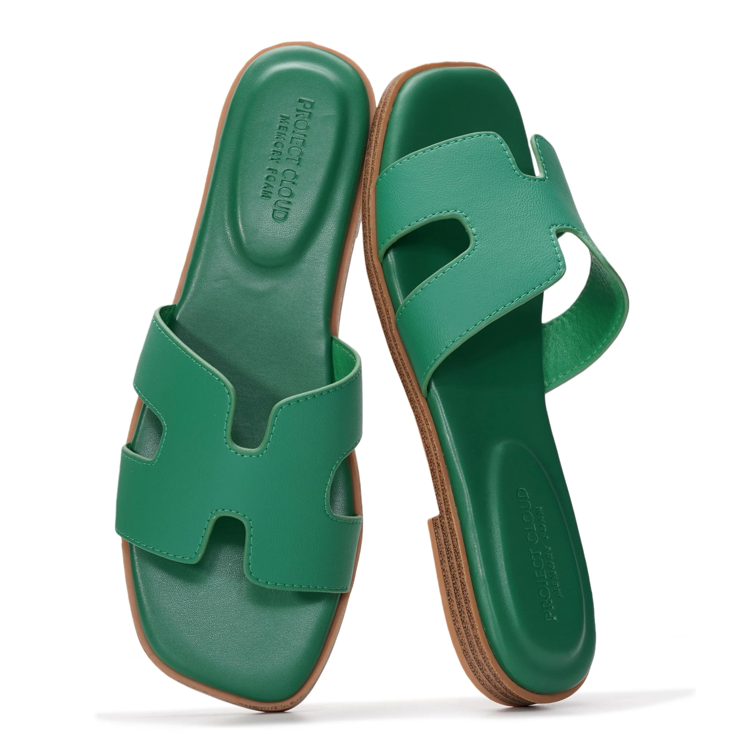 Project Cloud Women's | Genuine Leather Flat Summer Sandals | Memory Foam | Lightweight | Non-Slip - Jannel - Image 84