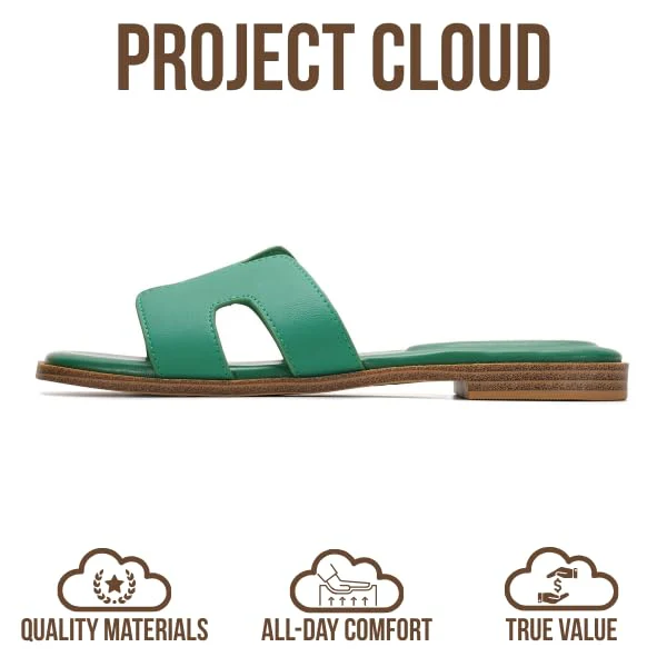 Project Cloud Women's | Genuine Leather Flat Summer Sandals | Memory Foam | Lightweight | Non-Slip - Jannel - Image 87