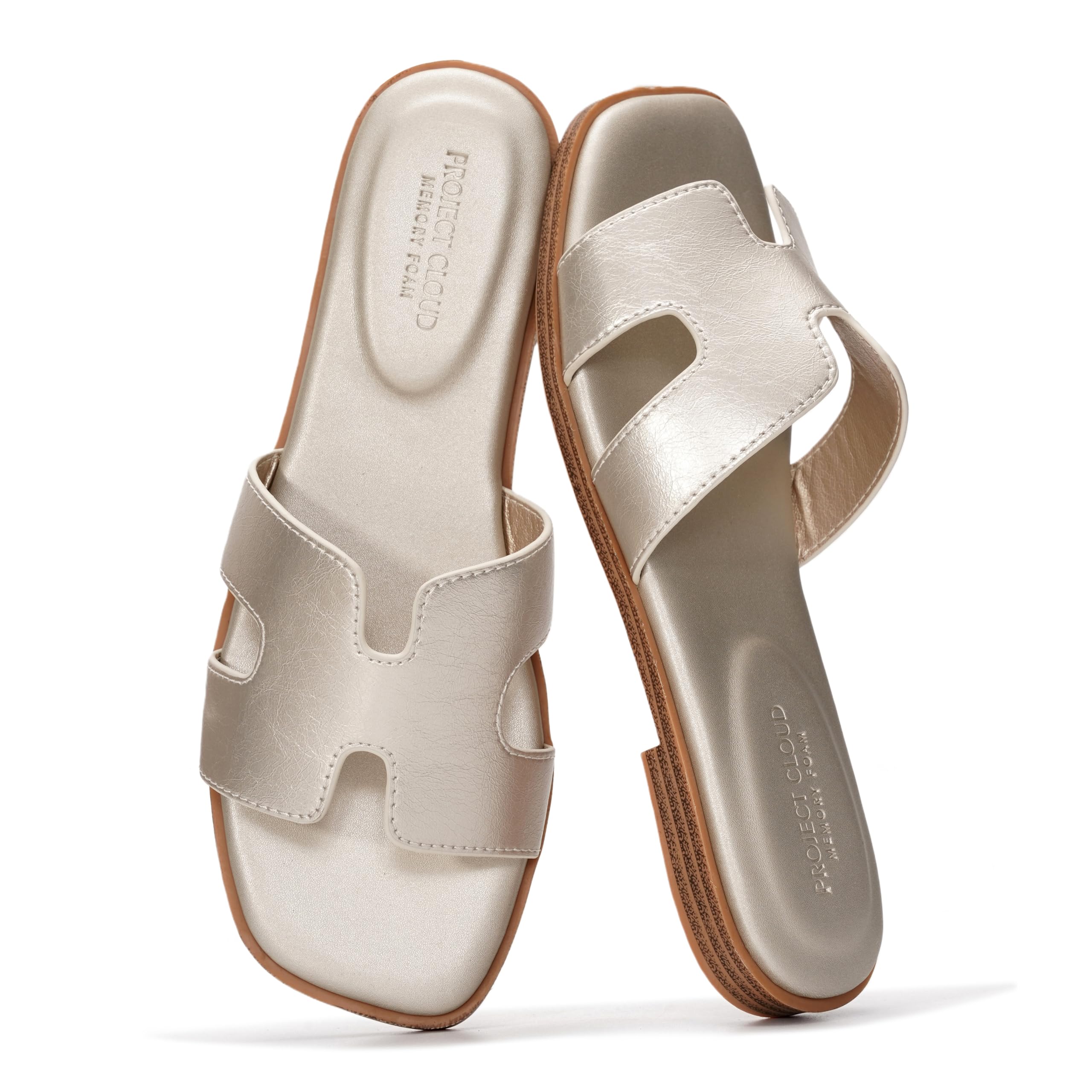 Project Cloud Women's | Genuine Leather Flat Summer Sandals | Memory Foam | Lightweight | Non-Slip - Jannel - Image 89