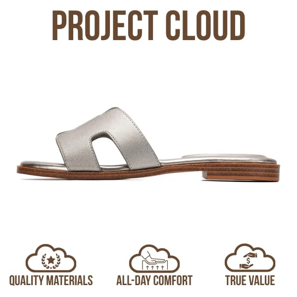 Project Cloud Women's | Genuine Leather Flat Summer Sandals | Memory Foam | Lightweight | Non-Slip - Jannel - Image 97