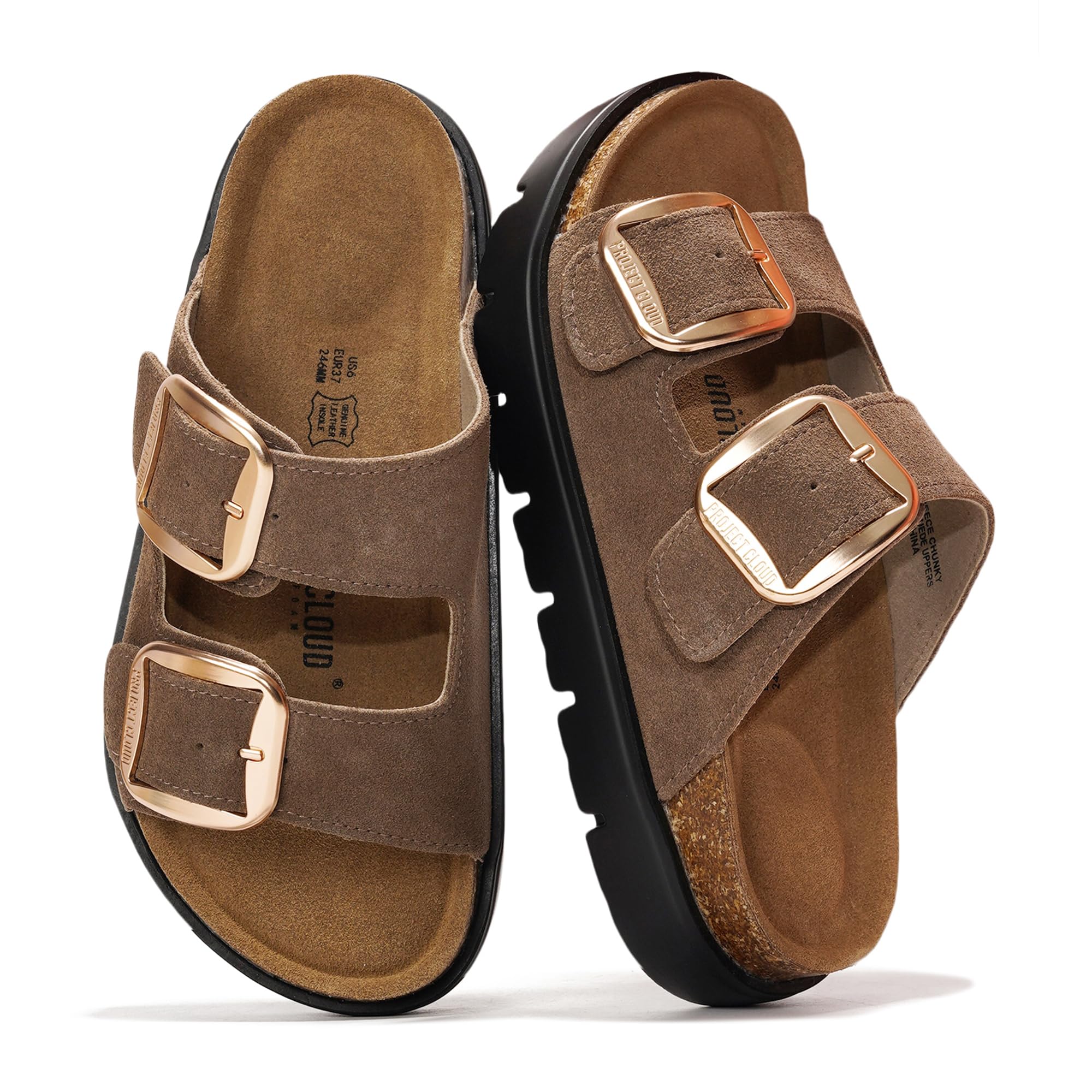 Project Cloud Women's | Genuine Leather Platform Sandals | ProjectPlush | Non-Slip - Greece Chunky - Image 13