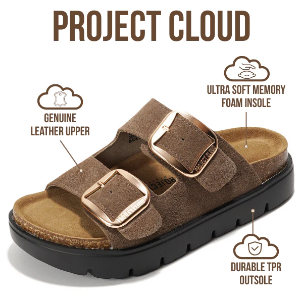 Project Cloud Women's | Genuine Leather Platform Sandals | ProjectPlush | Non-Slip - Greece Chunky - Image 15