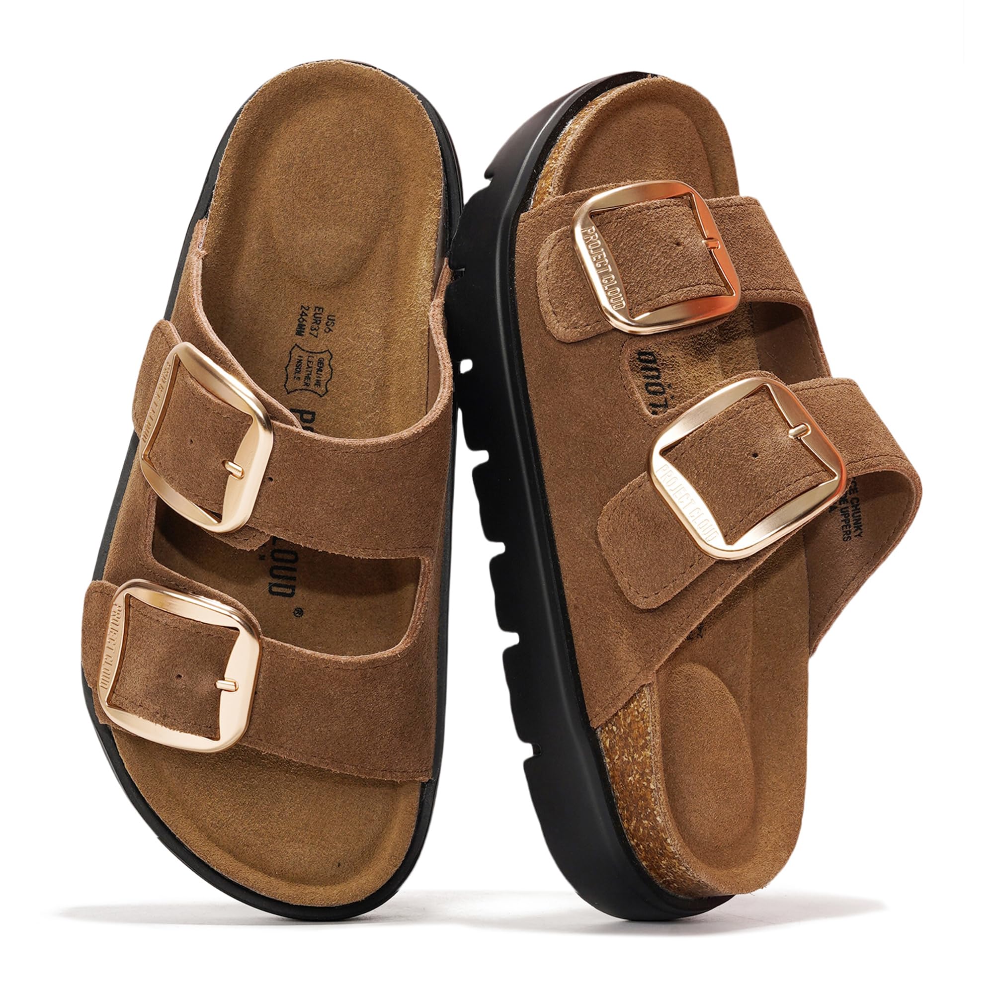 Project Cloud Women's | Genuine Leather Platform Sandals | ProjectPlush | Non-Slip - Greece Chunky - Image 19